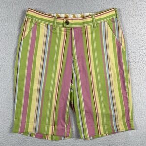 Loudmouth‎ Golf Shorts Mens 32 Green Pink Striped Stretch Preppy Bold Summer